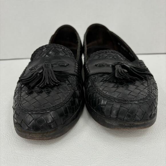 Bragano‎ Kiltie Tassel Loafer Dress Shoe Men\'s Size 11 Woven Black Leather Italy main image 6